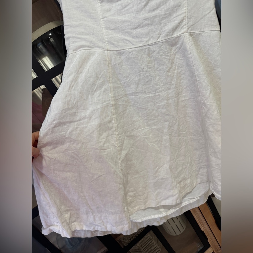 Abercrombie strapless linen mini dress lined fit & flare white bride graduation - Picture 12 of 12